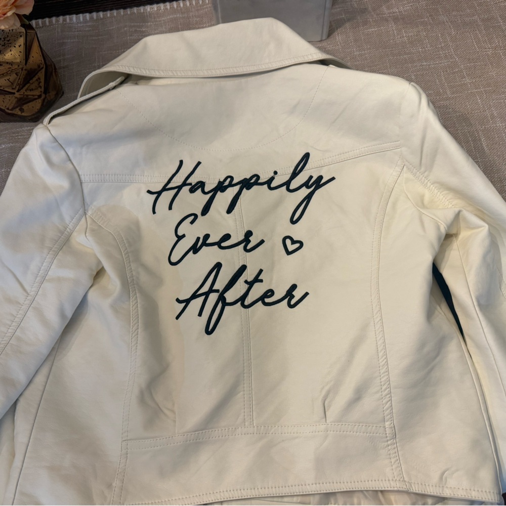 Brand New with Tags - “Happily Ever After” White Leather Jacket - Size Small